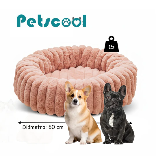 Cama Nido Donut Mascotas M PetsCool Rosa 60 cm Antiansiedad Perro Gato