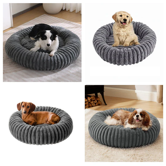 Cama Nido Donut Mascotas M PetsCool Gris 60 cm Antiansiedad Perro Gato