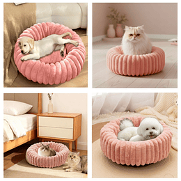 Cama Nido Donut Mascotas S PetsCool Rosa 50 cm Antiansiedad Perro Gato