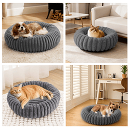  Cama Nido Donut Mascotas S PetsCool Gris 50 cm Antiansiedad Perro Gato
