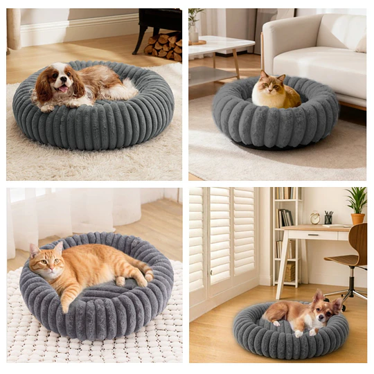  Cama Nido Donut Mascotas S PetsCool Gris 50 cm Antiansiedad Perro Gato