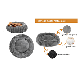  Cama Nido Donut Mascotas S PetsCool Gris 50 cm Antiansiedad Perro Gato