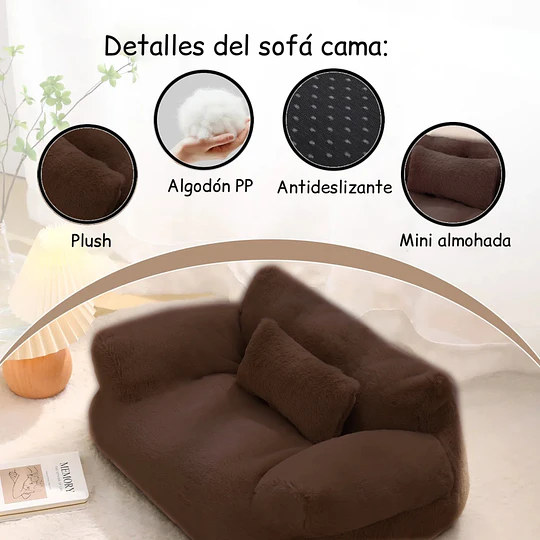 Cama Sofá Antiestrés Perro Gato M Cafe Lavable PetsCool 