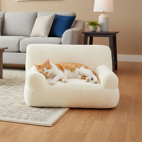 Cama Sofá Antiestrés Perro Gato M Beige Lavable PetsCool 