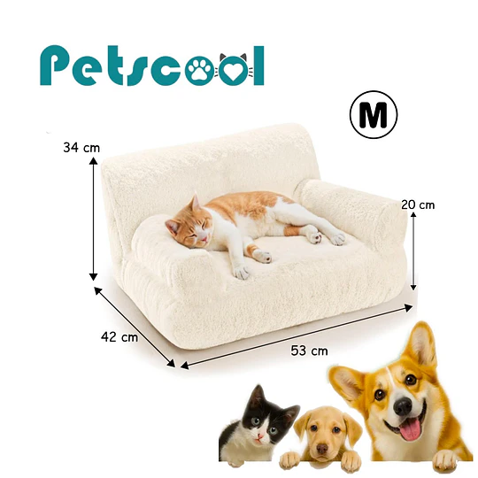 Cama Sofá Antiestrés Perro Gato M Beige Lavable PetsCool 