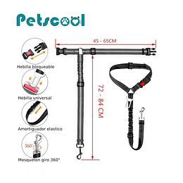 Cinturón de Seguridad Perro Multi Tamaño Petscool Elástico Reflectante 4 en 1