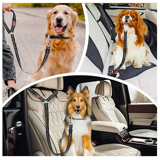 Cinturón de Seguridad Perro Multi Tamaño Petscool Elástico Reflectante 4 en 1