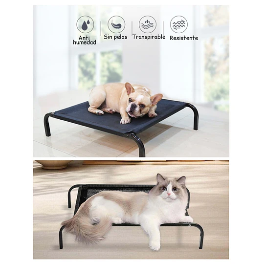 Cama Elevada Mascotas PetsCool Talla S 68x55 cm Soporta Perro Gato 15kg