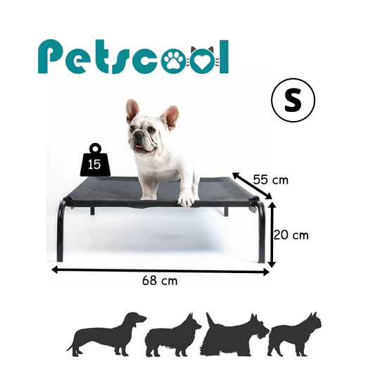 Cama Elevada Mascotas PetsCool Talla S 68x55 cm Soporta Perro Gato 15kg
