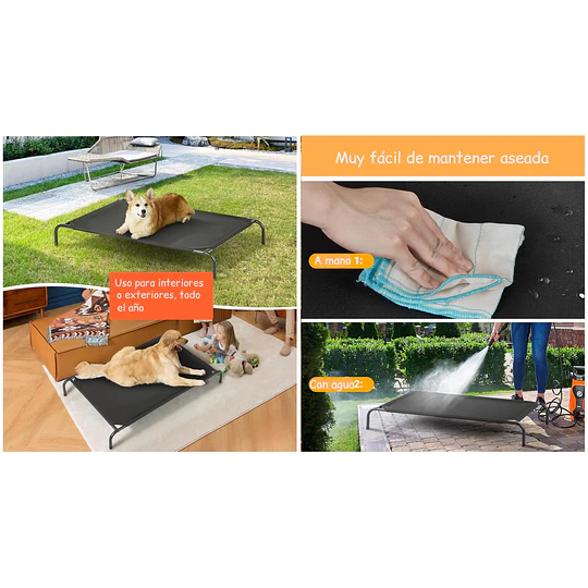 Cama Elevada Mascotas PetsCool Talla S 68x55 cm Soporta Perro Gato 15kg