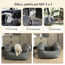 Bolso Porta Mascota 3 en 1 PetsCool Gris - Silla Auto y Cama