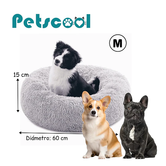 Cama Nido Relajante para Mascotas M PetsCool Gris 60 cm Antiansiedad