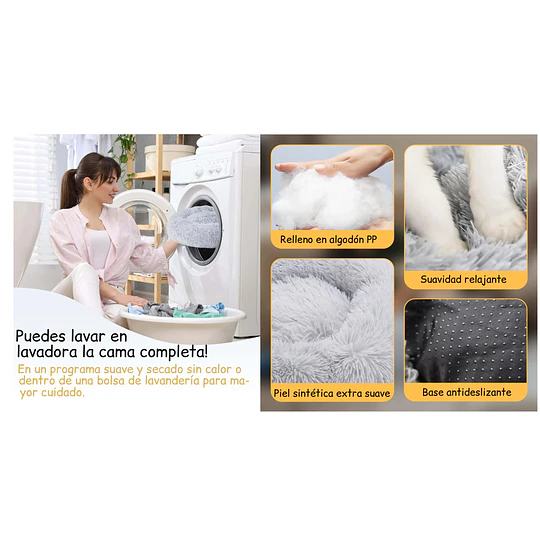 Cama Nido Relajante para Mascotas M PetsCool Gris 60 cm Antiansiedad