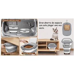 Contenedor Hermético Plegable Alimento Mascota PetsCool 22 kg Gris Ruedas