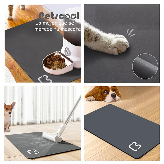 Alfombra Multifunción Impermeable Antideslizante PetsCool Gris- Secado Rápido y Extra Absorbente