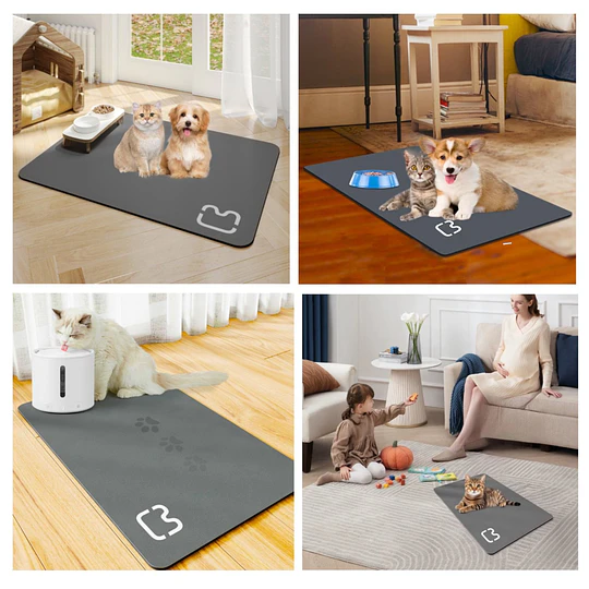 Alfombra Multifunción Impermeable Antideslizante PetsCool Gris- Secado Rápido y Extra Absorbente
