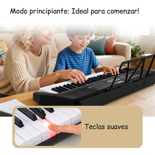 Teclado Electrónico Portátil Kidscool Negro 61 Teclas Principiantes desde 3 años