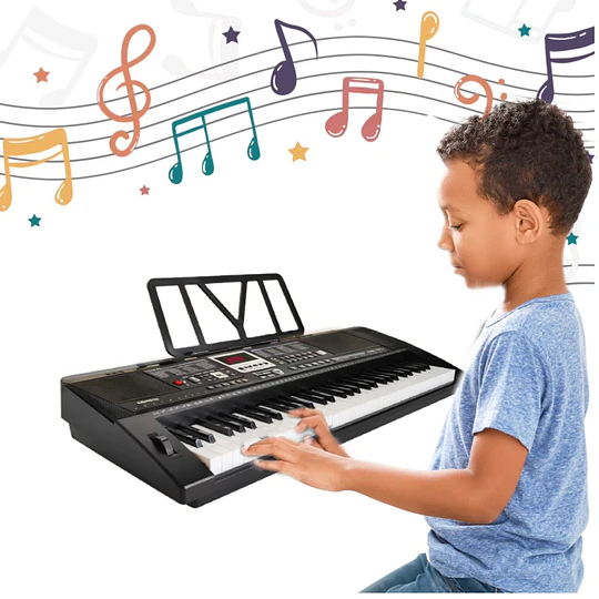 Teclado Electrónico Portátil Kidscool Negro 61 Teclas Principiantes desde 3 años