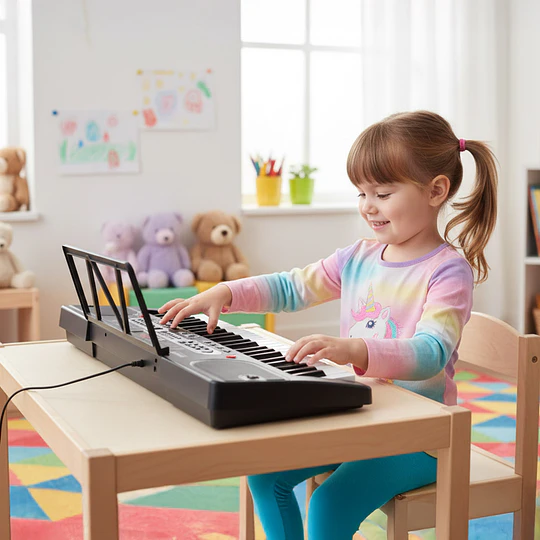 Teclado Electrónico Portátil Kidscool Negro 61 Teclas Principiantes desde 3 años