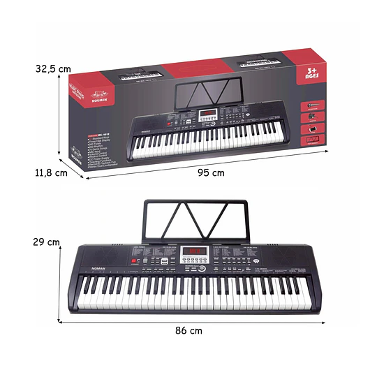 Teclado Electrónico Portátil Kidscool Negro 61 Teclas Principiantes desde 3 años