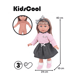 Muñeca De Apego Sofy Kidscool 40cm Suave Rosada Niños 3+ 