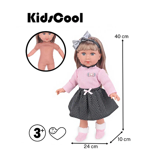 Muñeca De Apego Sofy Kidscool 40cm Suave Rosada Niños 3+ 