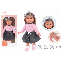 Muñeca De Apego Sofy Kidscool 40cm Suave Rosada Niños 3+ 