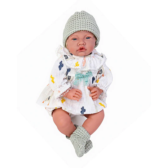 Muñeca Bebé Realista Kidscool 40cm 12 Sonidos de Apego Blanco   