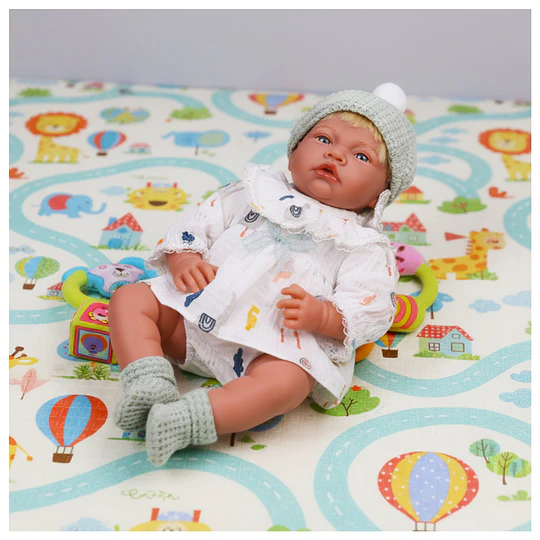 Muñeca Bebé Realista Kidscool 40cm 12 Sonidos de Apego Blanco   