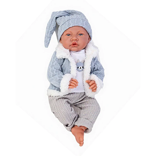 Muñeca Niño Bebé Realista Kidscool 40cm 12 Sonidos de Apego Celeste           