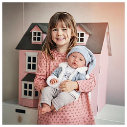 Muñeca Niño Bebé Realista Kidscool 40cm 12 Sonidos de Apego Celeste           