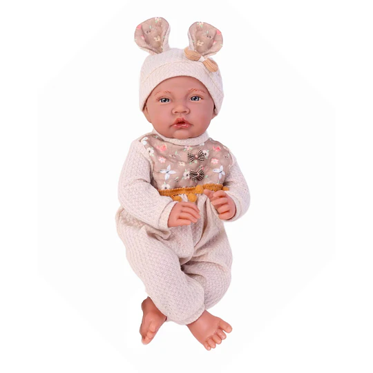 Muñeca Bebé Realista Kidscool 40cm 12 Sonidos de Apego Beige                     