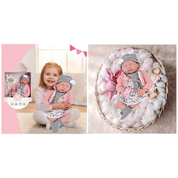 Muñeca Bebé Realista Kidscool 40cm 12 Sonidos de Apego Rosado