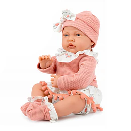 Muñeca Bebé Realista Kidscool 40cm 12 Sonidos de Apego Rosado