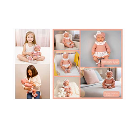 Muñeca Bebé Realista Kidscool 40cm 12 Sonidos de Apego Rosado