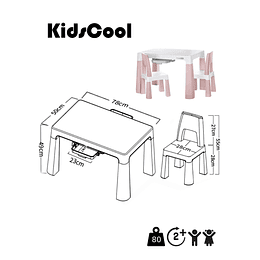 Set Mesa Infantil Kidscool con 2 Sillas y Cajones - Rosado