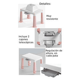 Set Mesa Infantil Kidscool con 2 Sillas y Cajones - Rosado