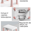 Set Mesa Infantil Kidscool con 2 Sillas y Cajones - Rosado