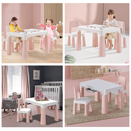 Set Mesa Infantil Kidscool con 2 Sillas y Cajones - Rosado