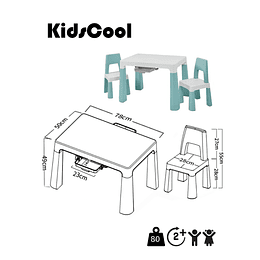 Set Mesa Infantil Kidscool con 2 Sillas y Cajones - Verde