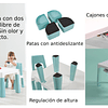Set Mesa Infantil Kidscool con 2 Sillas y Cajones - Verde