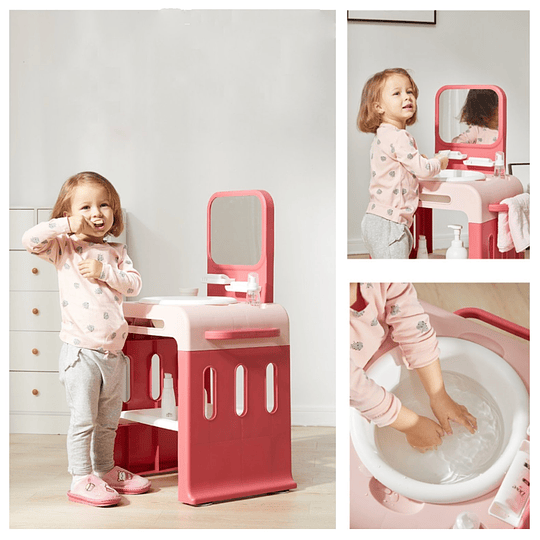 Lavabo Infantil Montessori Kidscool - Estación de Aseo y Autonomía Rosado
