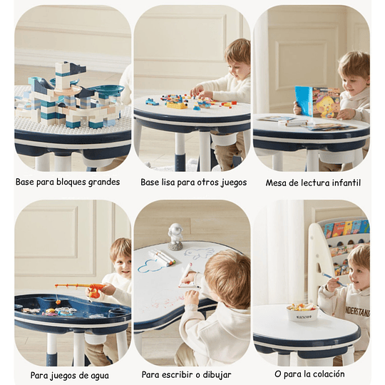 Mesa Escritorio Infantil Kidscool Azul con Silla y Altura Regulable