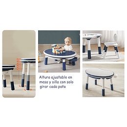 Mesa Escritorio Infantil Kidscool Azul con Silla y Altura Regulable