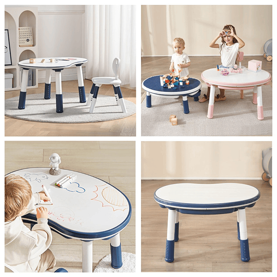 Mesa Escritorio Infantil Kidscool Azul con Silla y Altura Regulable