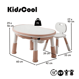 Mesa Escritorio Infantil Kidscool Rosado con Silla y Altura Regulable