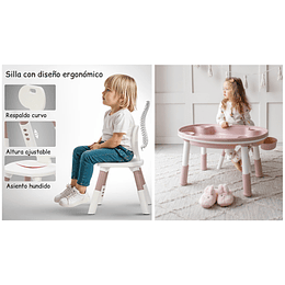 Mesa Escritorio Infantil Kidscool Rosado con Silla y Altura Regulable