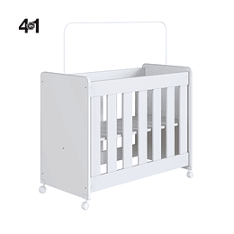 Mini Cuna 4 en 1 Con Colchón Blanco