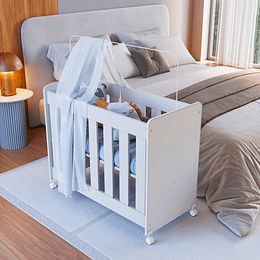 Mini Cuna 4 en 1 Con Colchón Blanco