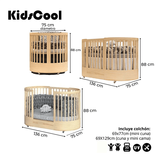 Cuna Progresiva Sognare Madera - Preventa 07 de Mayo